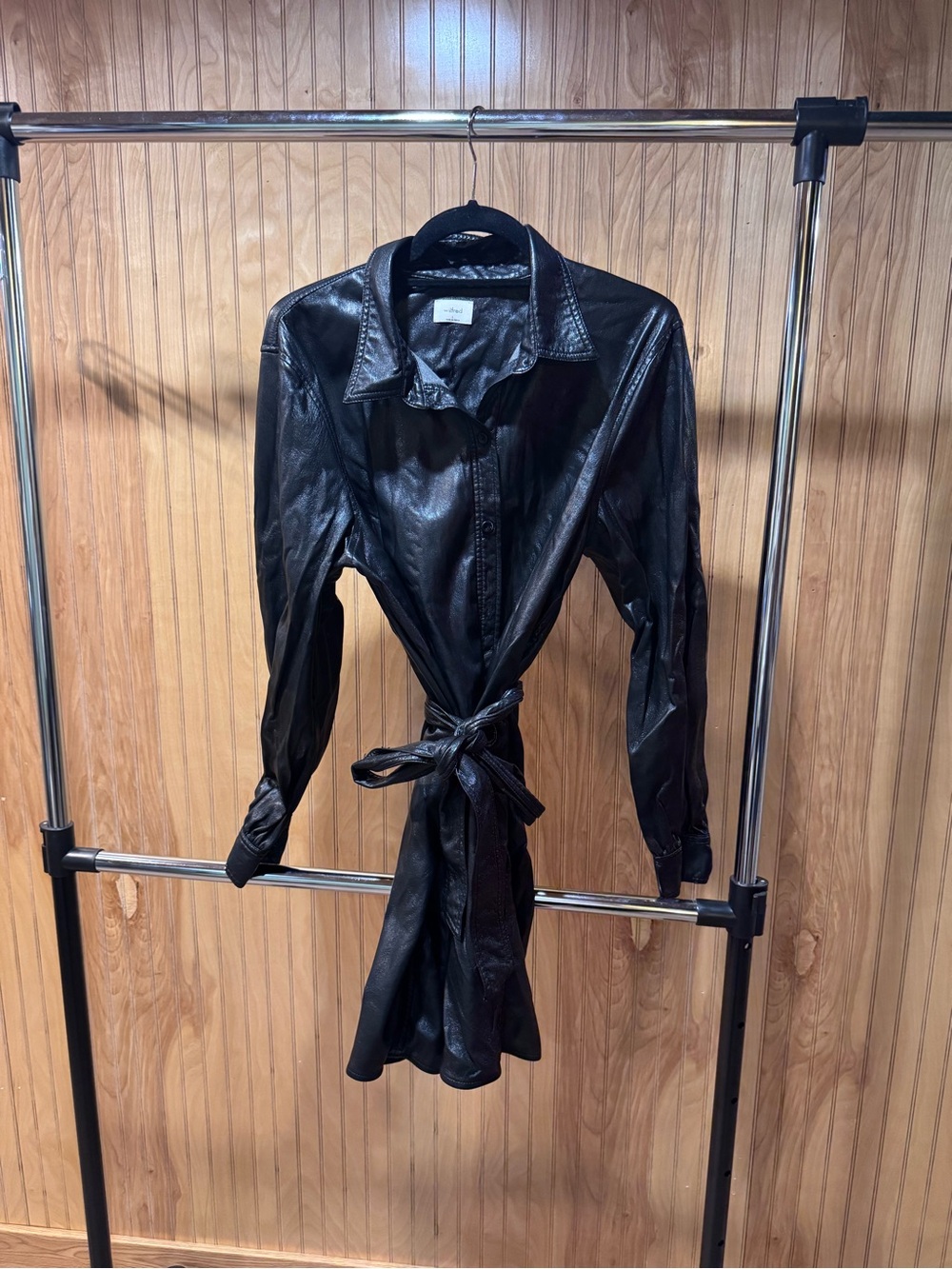 Wilfred Black Faux Leather Tie-Waist Jacket